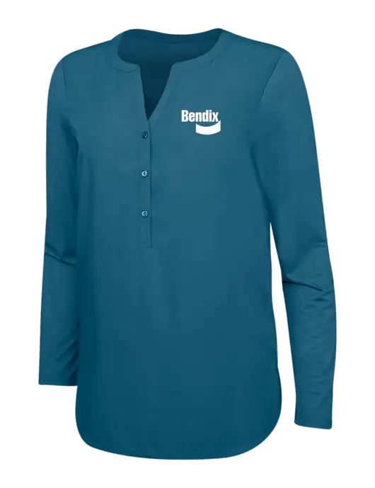 Womens Dark Slate Blue Concept Henley Tunic w/Bendix Logo