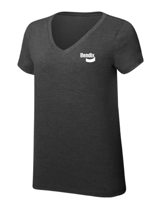 Womens Simply Soft V-Neck Black Frost 4.5oz  Poly/Combed Ring Spun Cotton T-Shirt w/Bendix Logo