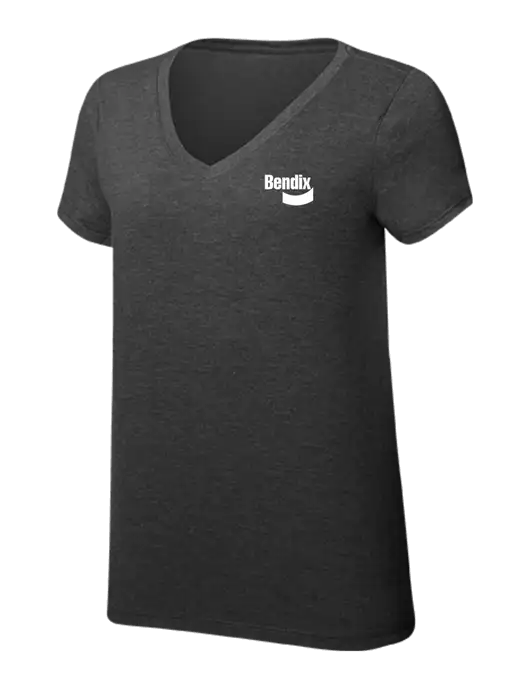 Womens Simply Soft V-Neck Black Frost 4.5oz  Poly/Combed Ring Spun Cotton T-Shirt w/Bendix Logo