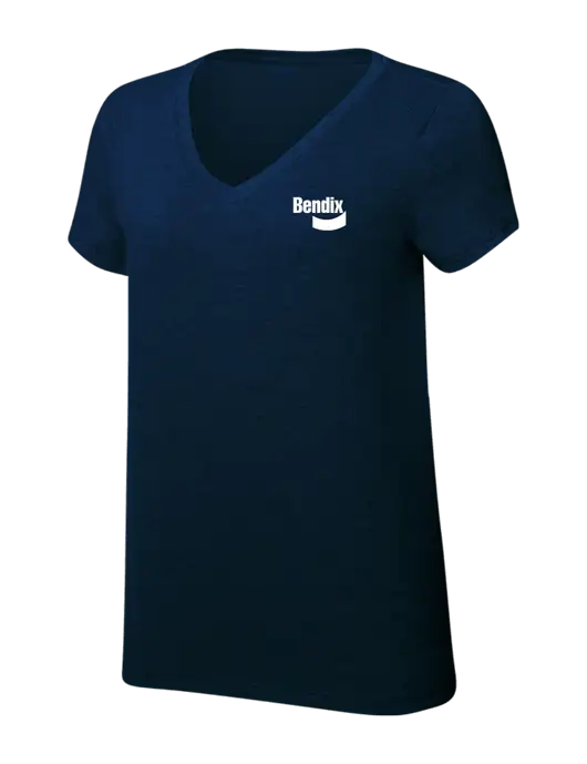 Womens Simply Soft V-Neck New Navy 4.5oz  Poly/Combed Ring Spun Cotton T-Shirt w/Bendix Logo