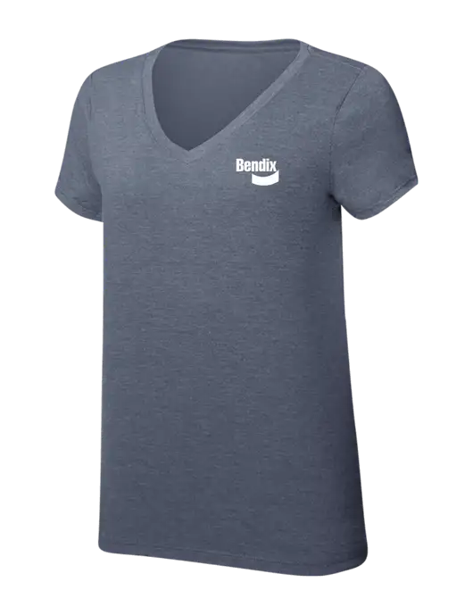 Womens Simply Soft V-Neck Navy Frost 4.5oz  Poly/Combed Ring Spun Cotton T-Shirt w/Bendix Logo