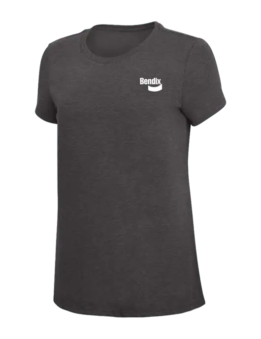 Womens Simply Soft Heather Charcoal 4.5oz  Poly/Combed Ring Spun Cotton T-Shirt w/Bendix Logo