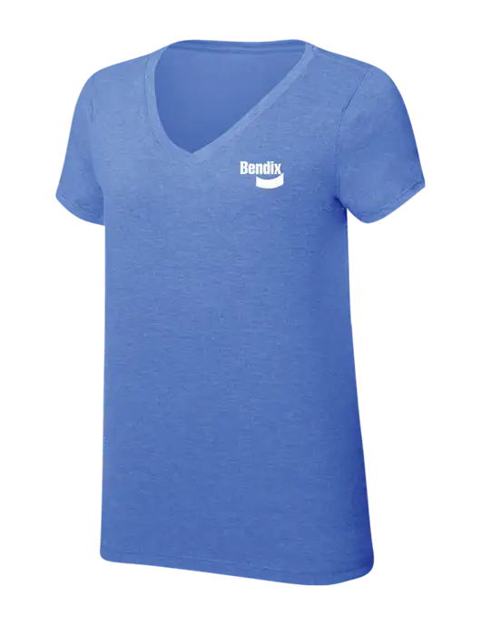 Womens Simply Soft V-Neck Royal Frost 4.5oz  Poly/Combed Ring Spun Cotton T-Shirt w/Bendix Logo