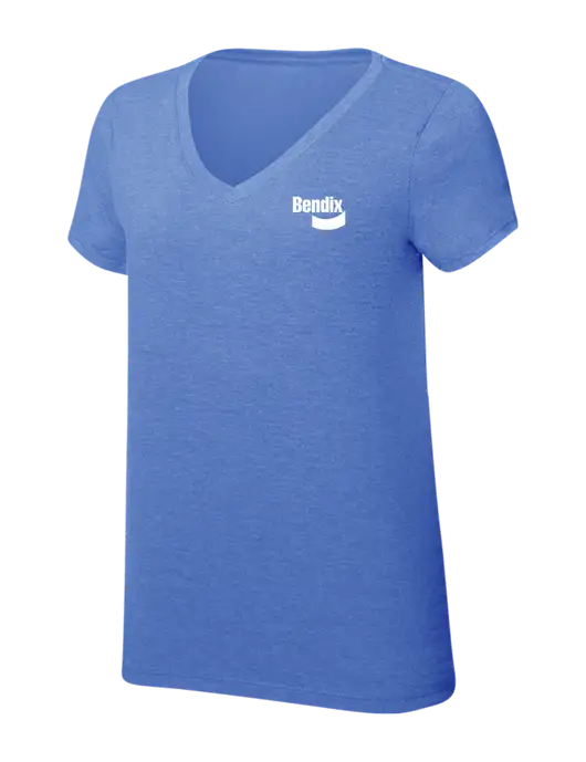 Womens Simply Soft V-Neck Royal Frost 4.5oz  Poly/Combed Ring Spun Cotton T-Shirt w/Bendix Logo