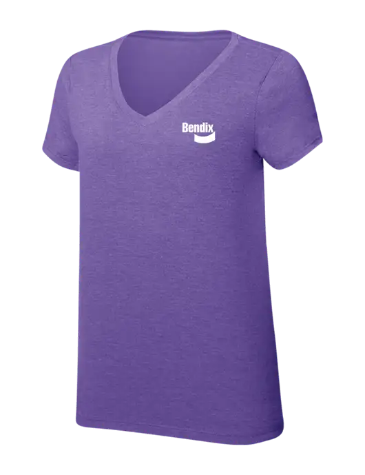 Womens Simply Soft V-Neck Purple Frost 4.5oz  Poly/Combed Ring Spun Cotton T-Shirt w/Bendix Logo