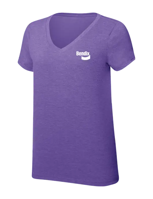 Womens Simply Soft V-Neck Purple Frost 4.5oz  Poly/Combed Ring Spun Cotton T-Shirt w/Bendix Logo