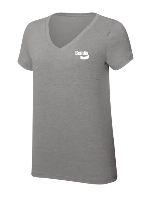 Womens Simply Soft V-Neck Grey Frost 4.5oz  Poly/Combed Ring Spun Cotton T-Shirt w/Bendix Logo