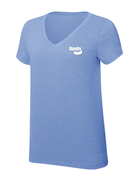 Womens Simply Soft V-Neck Maritime Frost 4.5oz  Poly/Combed Ring Spun Cotton T-Shirt w/Bendix Logo