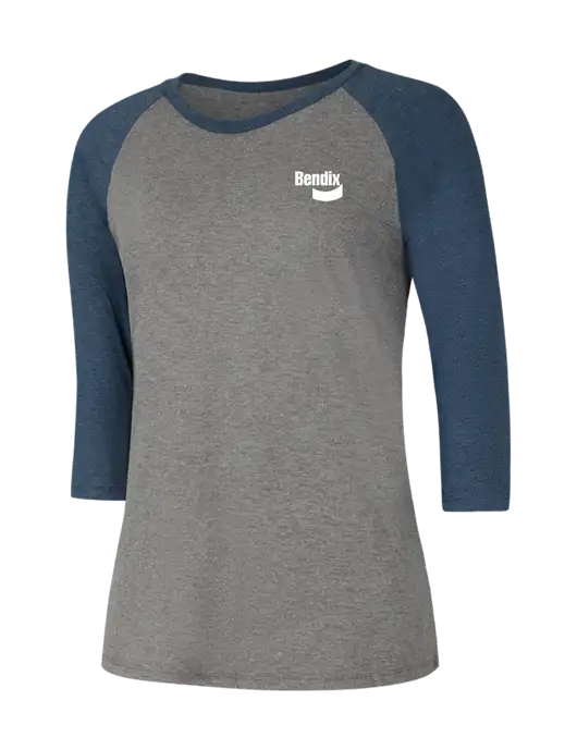 Womens Simply Soft 3/4 Sleeve Navy Frost/Grey Frost Ring Spun Cotton T-Shirt w/Bendix Logo