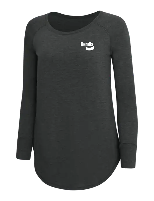 Womens Perfect Wide Collar Tunic Tri-Blend Black Frost 4.5 oz T-Shirt w/Bendix Logo