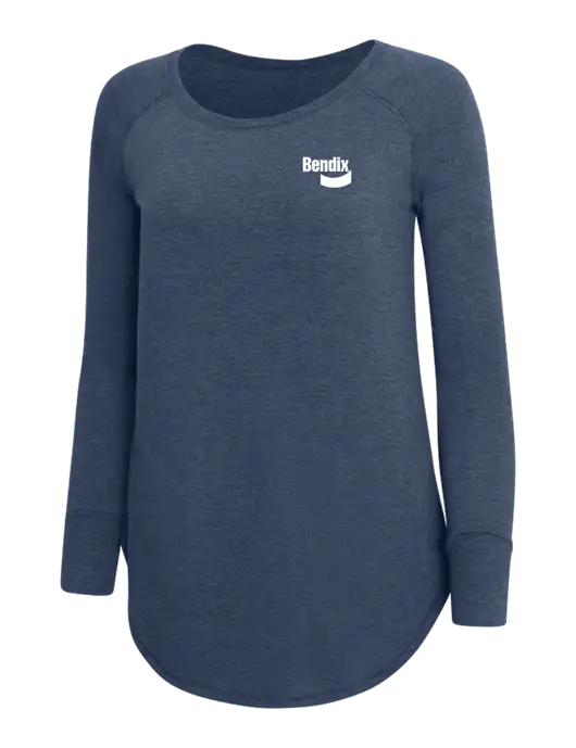 Womens Perfect Wide Collar Tunic Tri-Blend Navy Frost 4.5 oz T-Shirt w/Bendix Logo