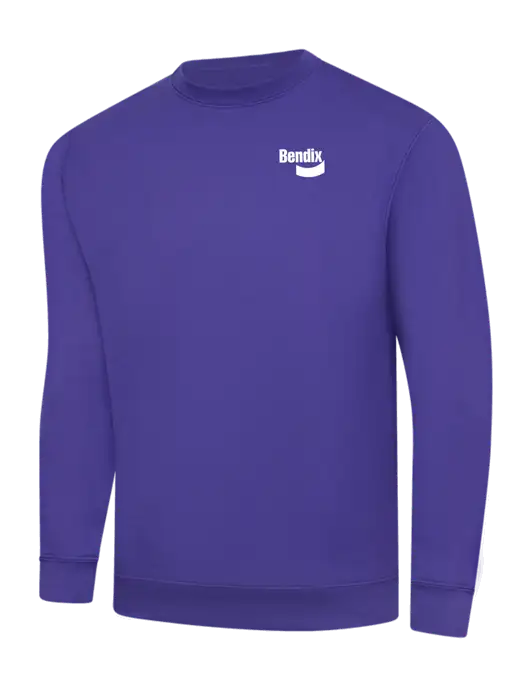 Purple 9 oz 50/50 Cotton/Poly Ring Spun Crew Sweatshirt w/Bendix Logo