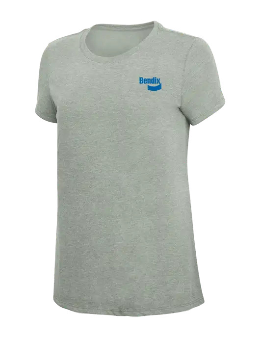 Womens Simply Soft Heathered Light Grey 4.5oz Poly/Combed Ring Spun Cotton T-Shirt w/Bendix Logo