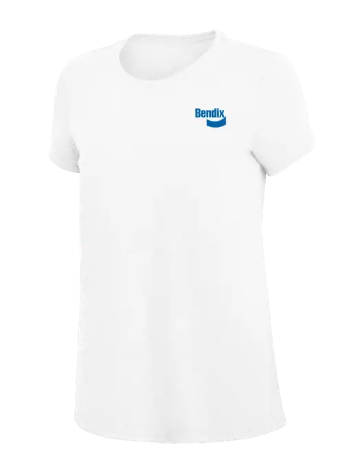 Womens Simply Soft White 4.5oz Poly/Combed Ring Spun Cotton T-Shirt
 w/Bendix Logo