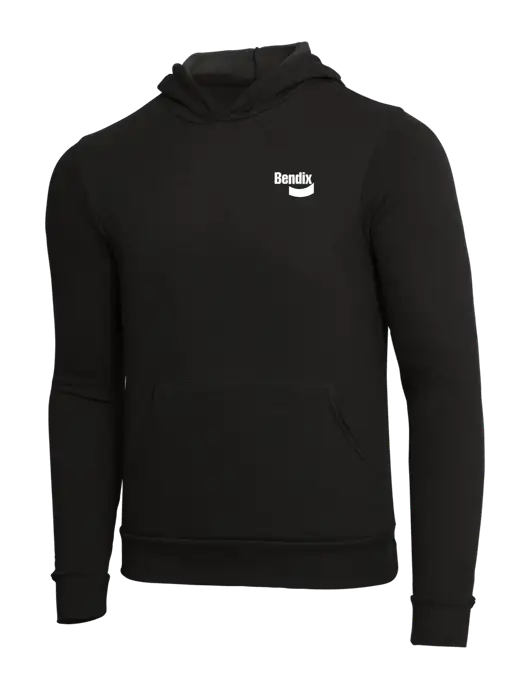 BELLA+CANVAS Black Heather Sponge Fleece Pullover Hoodie w/Bendix Logo