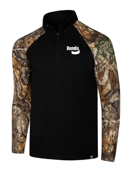 Russell Outdoors Black/Realtree Edge Camo Colorblock Performance 1/4 Zip w/Bendix Logo