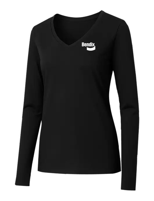 Womens Seriously Soft Black V-Neck Long Sleeve T-Shirt w/Bendix Logo