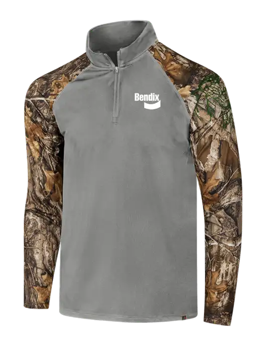 Russell Outdoors Medium Grey/Realtree Edge Camo Colorblock Performance 1/4 Zip w/Bendix Logo