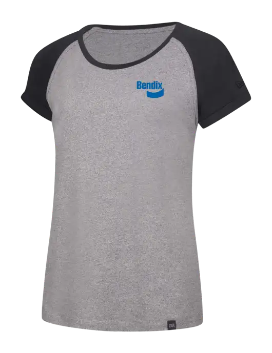 New Era Womens Light Grey/Dark Grey Twist Heritage Blend Varsity Tee w/Bendix Logo