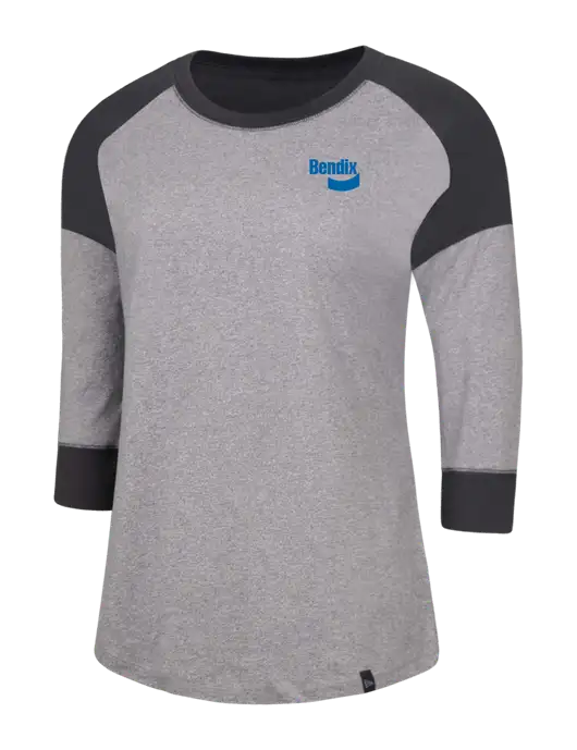 New Era Womens Dark Grey/Light Grey Twist Heritage Blend 3/4-Sleeve Raglan Tee w/Bendix Logo