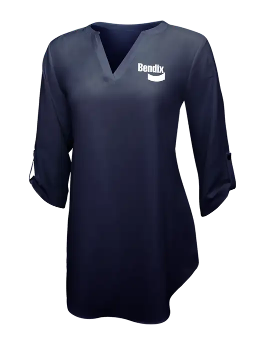 Navy Womens 3/4 Sleeve Tunic Blouse w/Bendix Logo