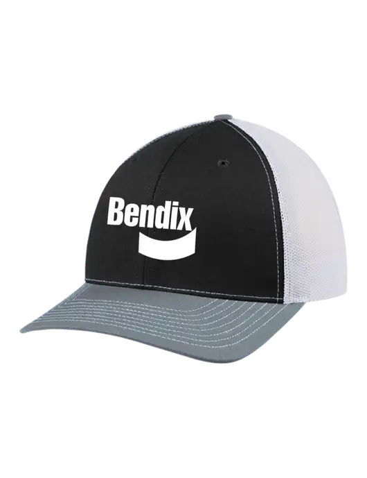 Richardson Adjustable Snapback Original 112 Trucker Cap Black/Light Heather Grey/White Mesh w/Bendix Logo