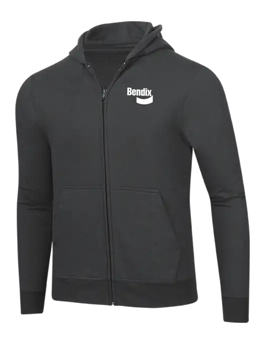 Charcoal 8.5 oz Ring Spun Zip Hooded Sweatshirt w/Bendix Logo