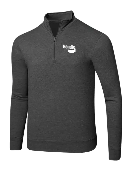 Dark Heather Grey 8.5 oz Ring Spun 1/4 Zip Pullover Sweatshirt w/Bendix Logo