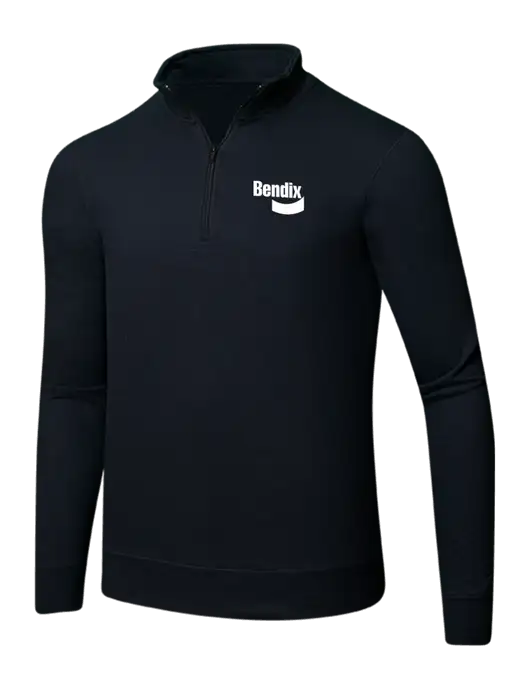 Jet Black 8.5 oz Ring Spun 1/4 Zip Pullover Sweatshirt w/Bendix Logo