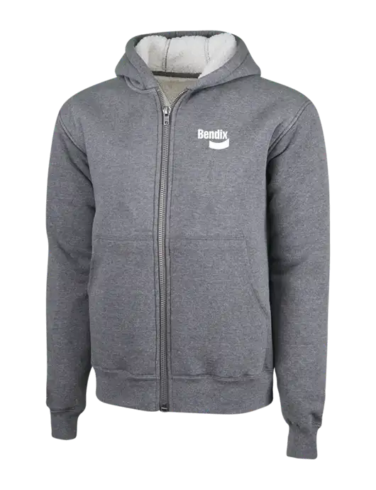 Cornerstone Grey Heather Heavyweight Sherpa Lined Hooded Fleece Jacket w/Bendix Logo