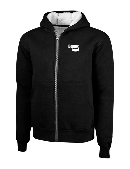 Cornerstone Black Heavyweight Sherpa Lined Hooded Fleece Jacket w/Bendix Logo