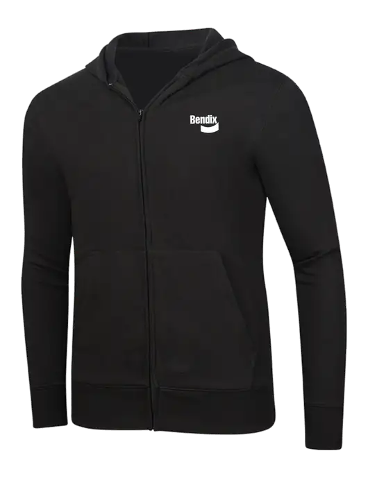 Full-Zip Black Hooded Sweatshirt w/Bendix Logo