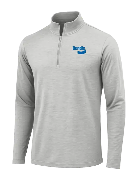 Light Grey Heather Posicharge Tri-Blend Wicking 1/4 Zip Pullover w/Bendix Logo