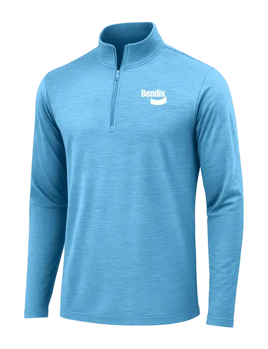 Pond Blue Heather Posicharge Tri-Blend Wicking 1/4 Zip Pullover w/Bendix Logo