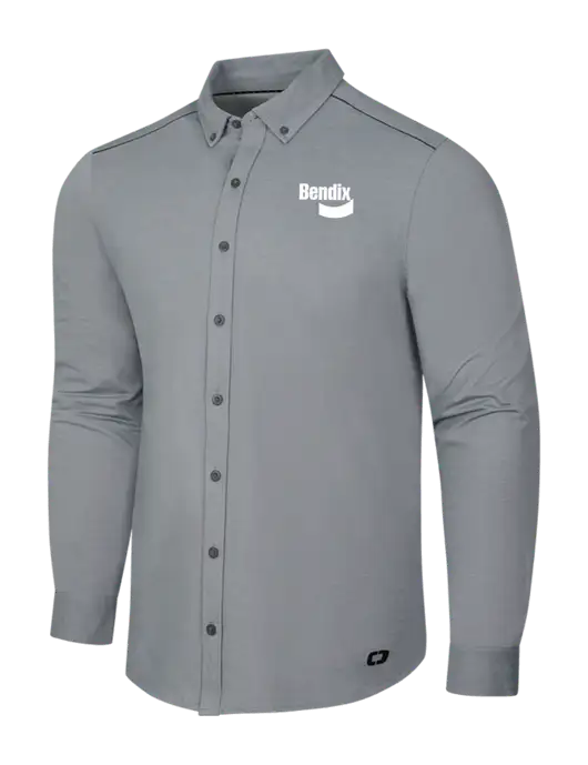 OGIO Medium Grey Heather Modern Code Stretch Button-Up Shirt w/Bendix Logo