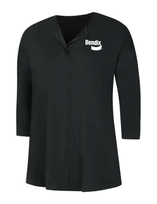 Black Womens Concept 3/4 Sleeve Soft Split Neck Top w/Bendix Logo