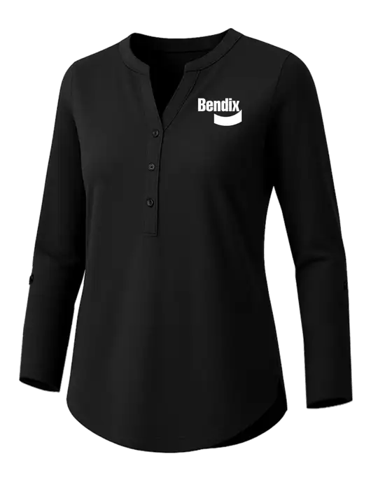 Womens Black Concept Henley Tunic w/Bendix Logo