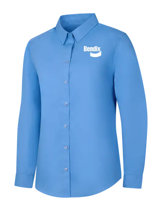 Womens Carolina Blue Long Sleeve Carefree Poplin Shirt w/Bendix Logo