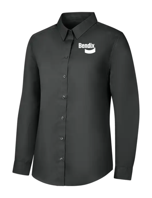 Womens Dark Grey Long Sleeve Carefree Poplin Shirt w/Bendix Logo