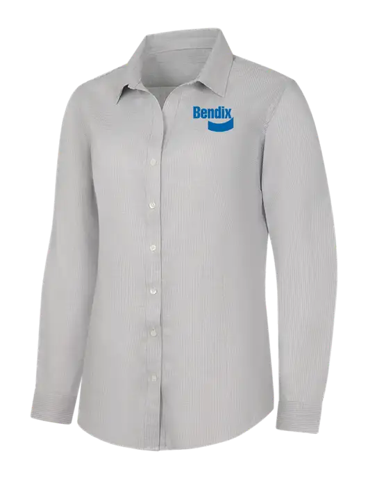 Light Grey/White Womens Pincheck Easy Care Shirt w/Bendix Logo