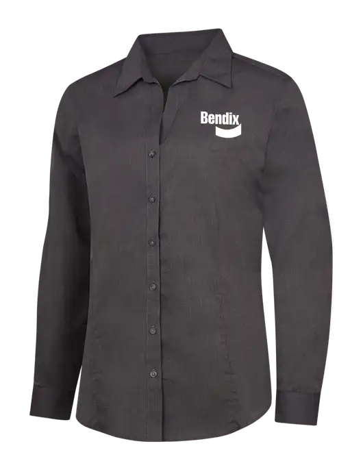 Womens Soft Black Crosshatch Easy Care Shirt w/Bendix Logo