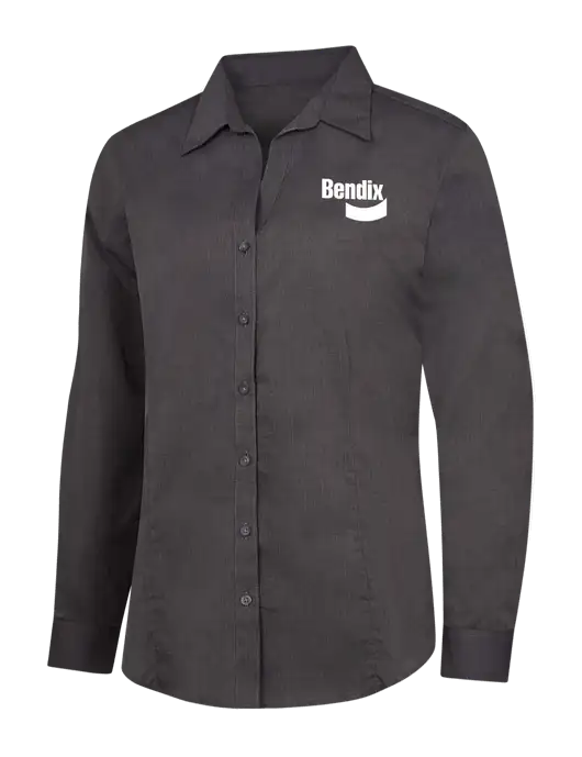 Womens Soft Black Crosshatch Easy Care Shirt w/Bendix Logo