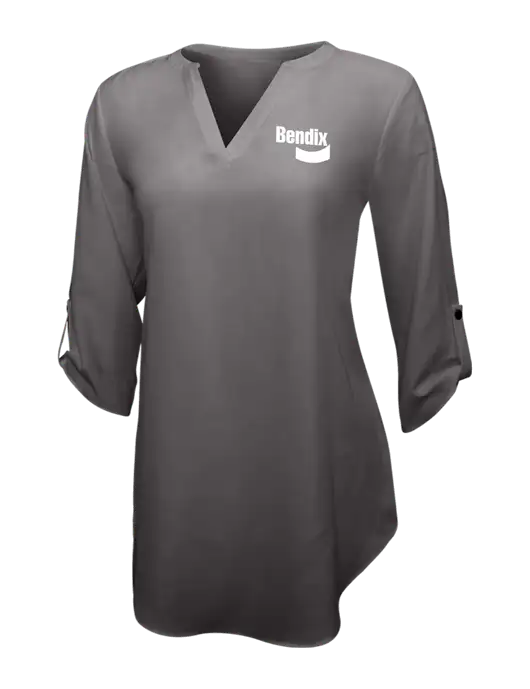 Dark Grey Womens 3/4 Sleeve Tunic Blouse w/Bendix Logo