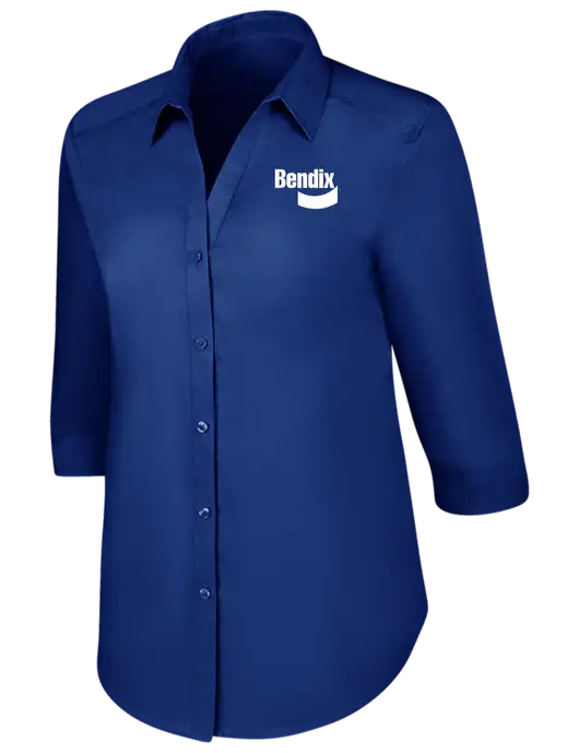 Womens Royal 3/4 Sleeve Carefree Poplin Shirt w/Bendix Logo