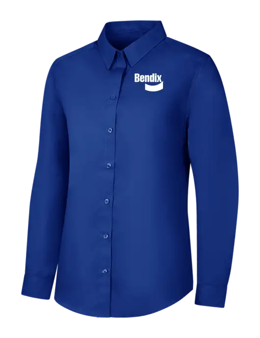 Womens Royal Long Sleeve Carefree Poplin Shirt w/Bendix Logo