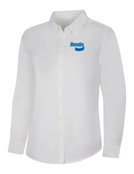 Womens White Long Sleeve Superpro React Twill Shirt w/Bendix Logo
