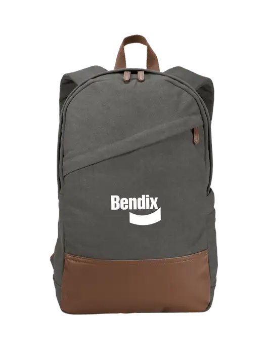 Vintage Modern Grey Canvas 18" Laptop Backpack w/Bendix Logo