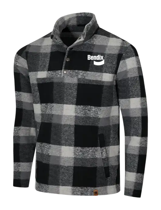 Russell Outdoors Black/White Plaid Basin Snap Pullover w/Bendix Logo