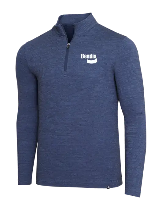 TravisMathew Navy Heather Crestview 1/4 Zip w/Bendix Logo