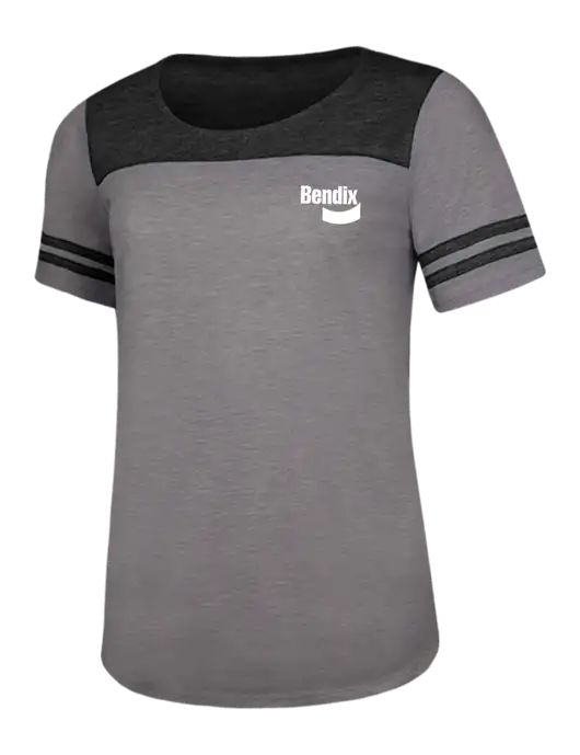 Black/Dark Grey Heather Womens PosiCharge Tri-Blend Wicking Tee w/Bendix Logo